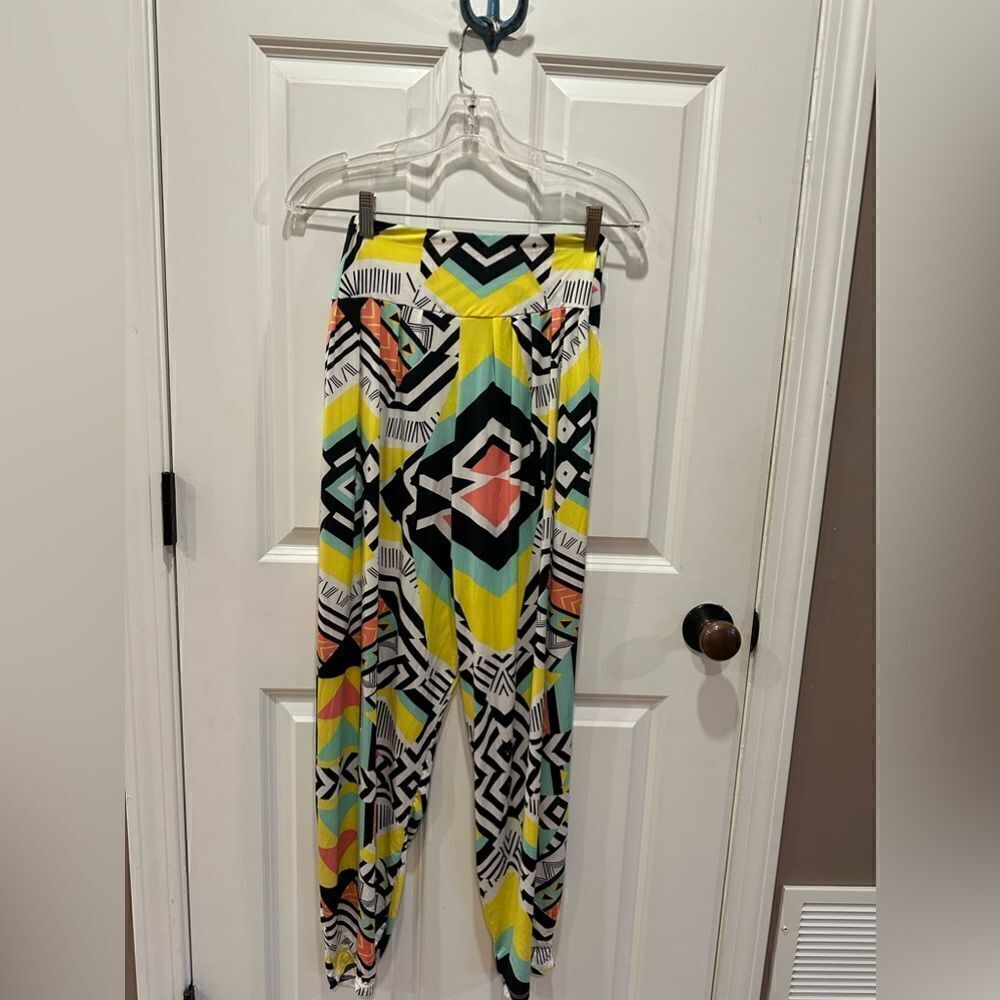 Bongo M tribal print loose fit high rise palazzo pants costume